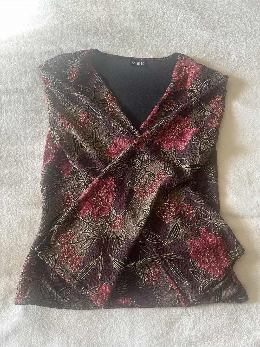 msk boho crossbody v-neck top with flowy sleeves